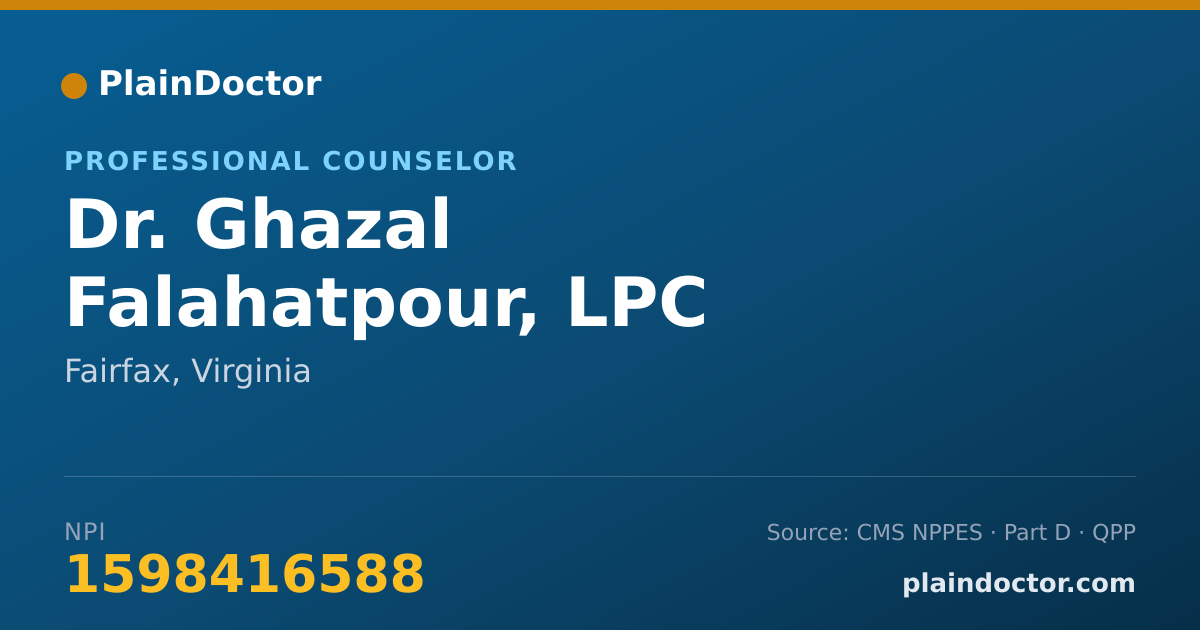 Shareable card for Ghazal Falahatpour, LPC - Professional Counselor, Fairfax, VA