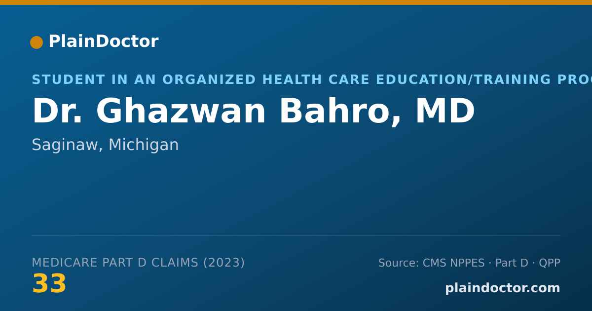 Shareable card for Ghazwan Bahro, MD - Student in an Organized Health Care Education/Training Program, Saginaw, MI