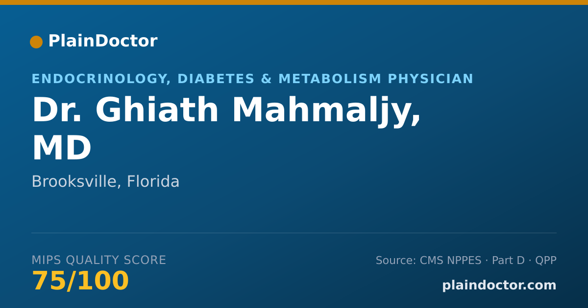 Shareable card for Ghiath Mahmaljy, MD - Endocrinology, Diabetes & Metabolism Physician, Brooksville, FL