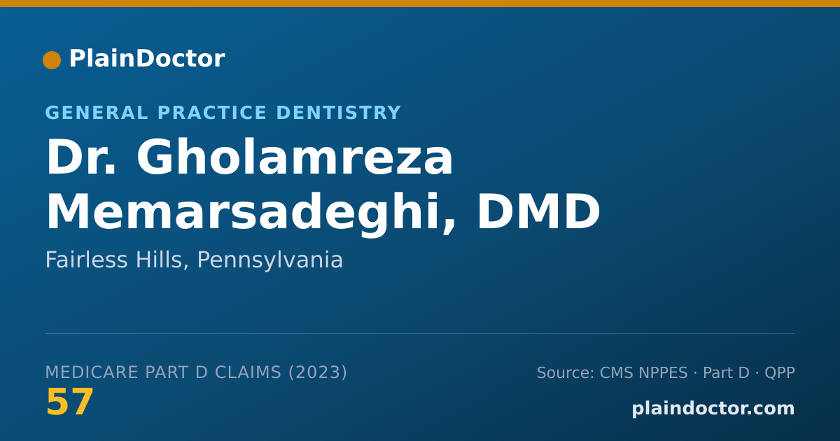 Shareable card for Gholamreza Memarsadeghi, DMD - General Practice Dentistry, Fairless Hills, PA