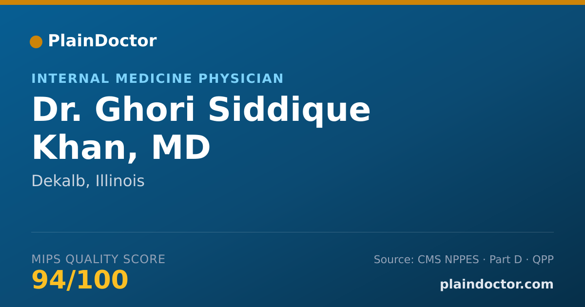 Shareable card for Ghori Siddique Khan, MD - Internal Medicine Physician, Dekalb, IL