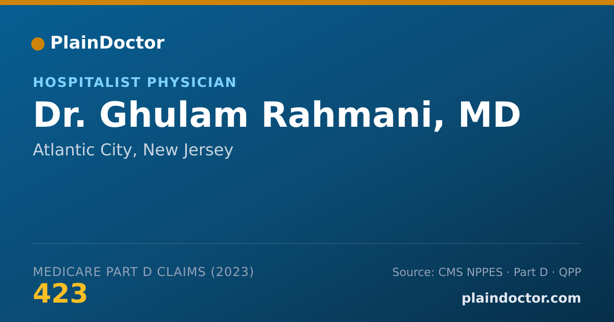 Shareable card for Ghulam Rahmani, MD - Hospitalist Physician, Atlantic City, NJ