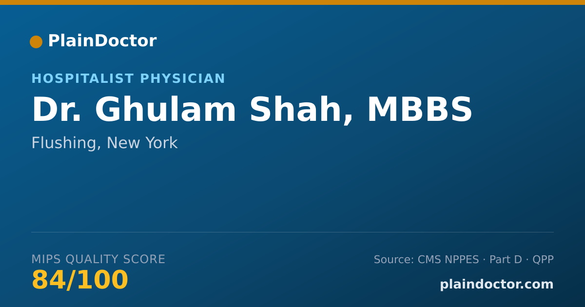 Shareable card for Ghulam Shah, MBBS - Hospitalist Physician, Flushing, NY