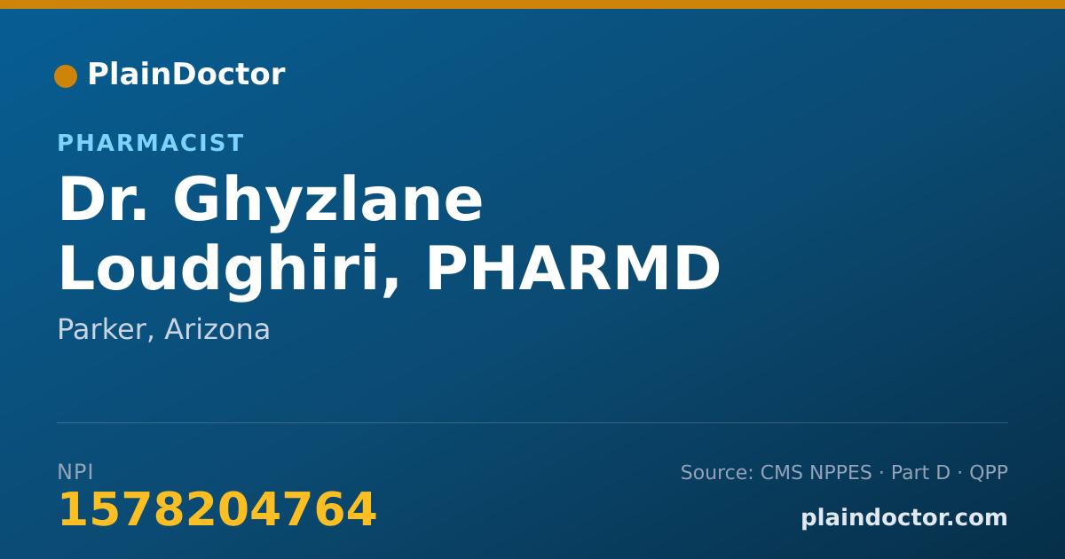Shareable card for Ghyzlane Loudghiri, PHARMD - Pharmacist, Parker, AZ