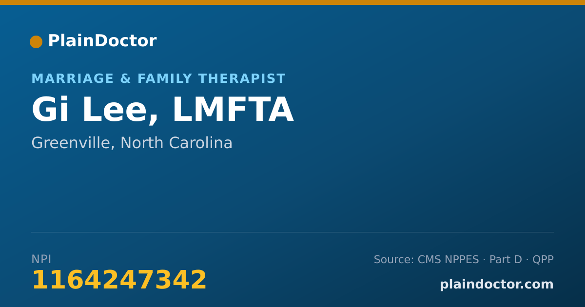 Shareable card for Gi Lee, LMFTA - Marriage & Family Therapist, Greenville, NC