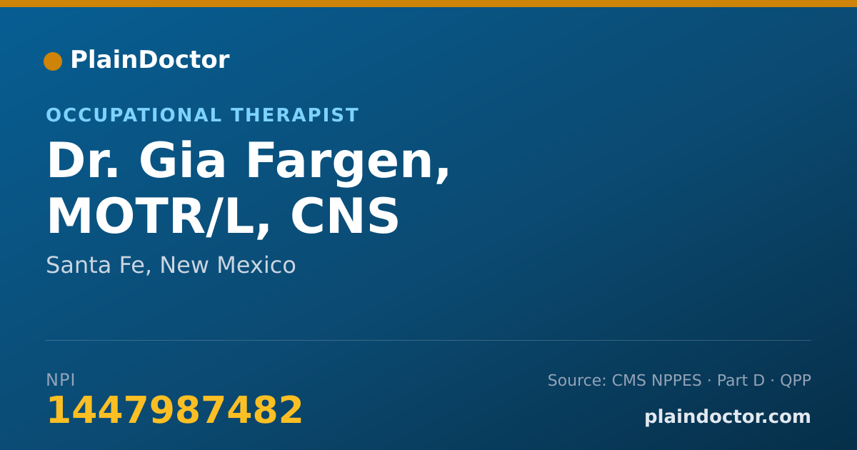 Shareable card for Gia Fargen, MOTR/L, CNS - Occupational Therapist, Santa Fe, NM