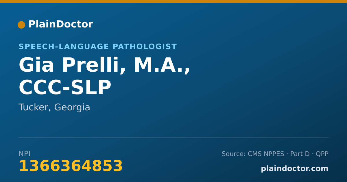 Shareable card for Gia Prelli, M.A., CCC-SLP - Speech-Language Pathologist, Tucker, GA