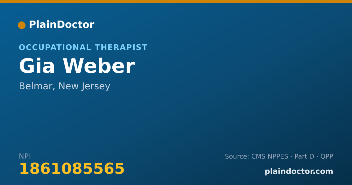 Shareable card for Gia Weber - Occupational Therapist, Belmar, NJ
