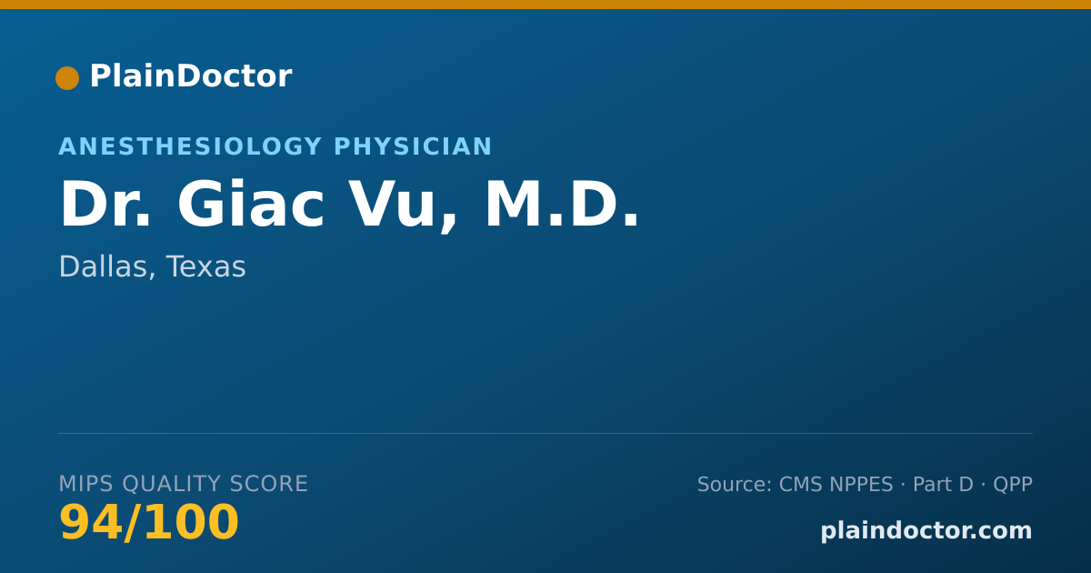 Shareable card for Giac Vu, M.D. - Anesthesiology Physician, Dallas, TX