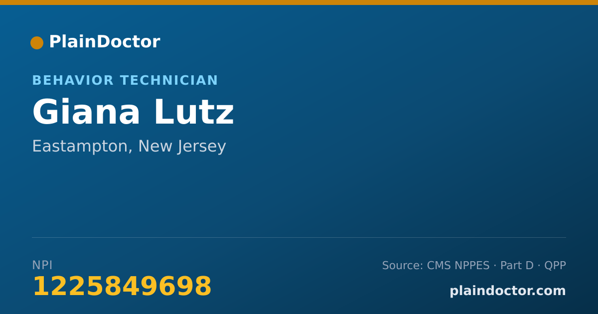 Shareable card for Giana Lutz - Behavior Technician, Eastampton, NJ