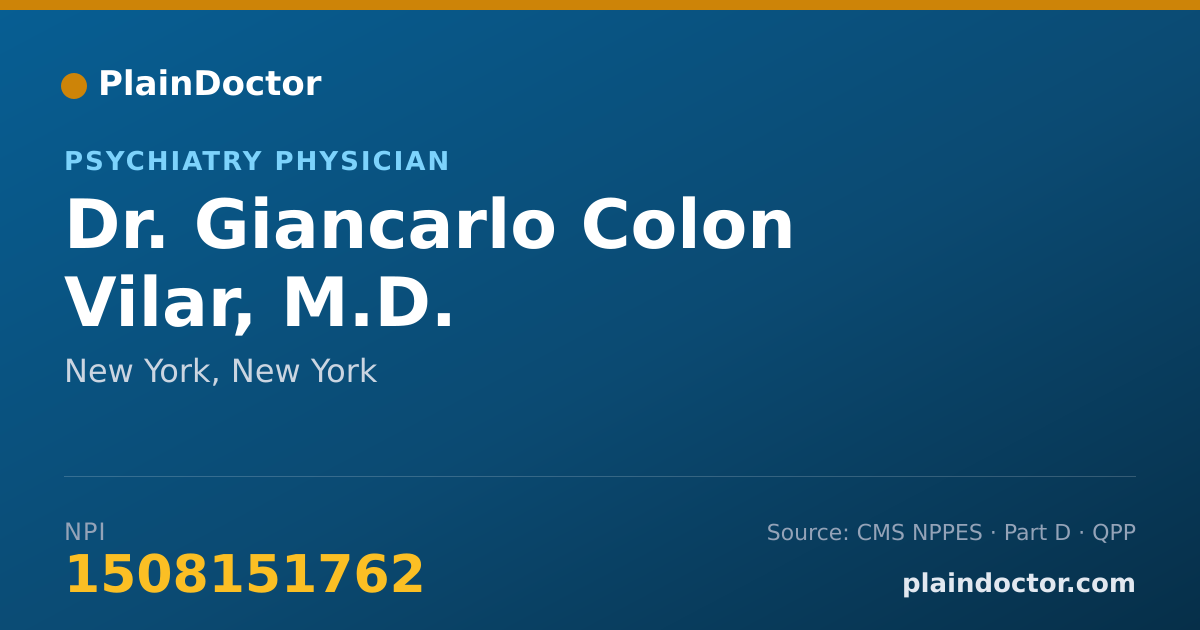 Shareable card for Giancarlo Colon Vilar, M.D. - Psychiatry Physician, New York, NY