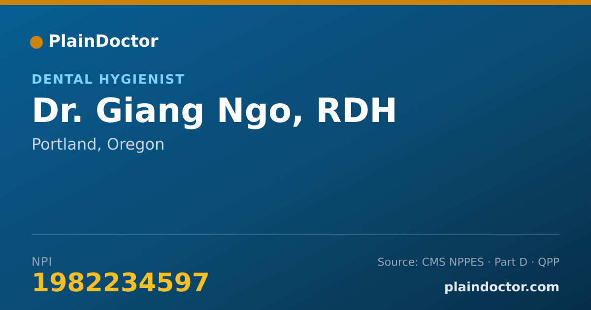 Shareable card for Giang Ngo, RDH - Dental Hygienist, Portland, OR