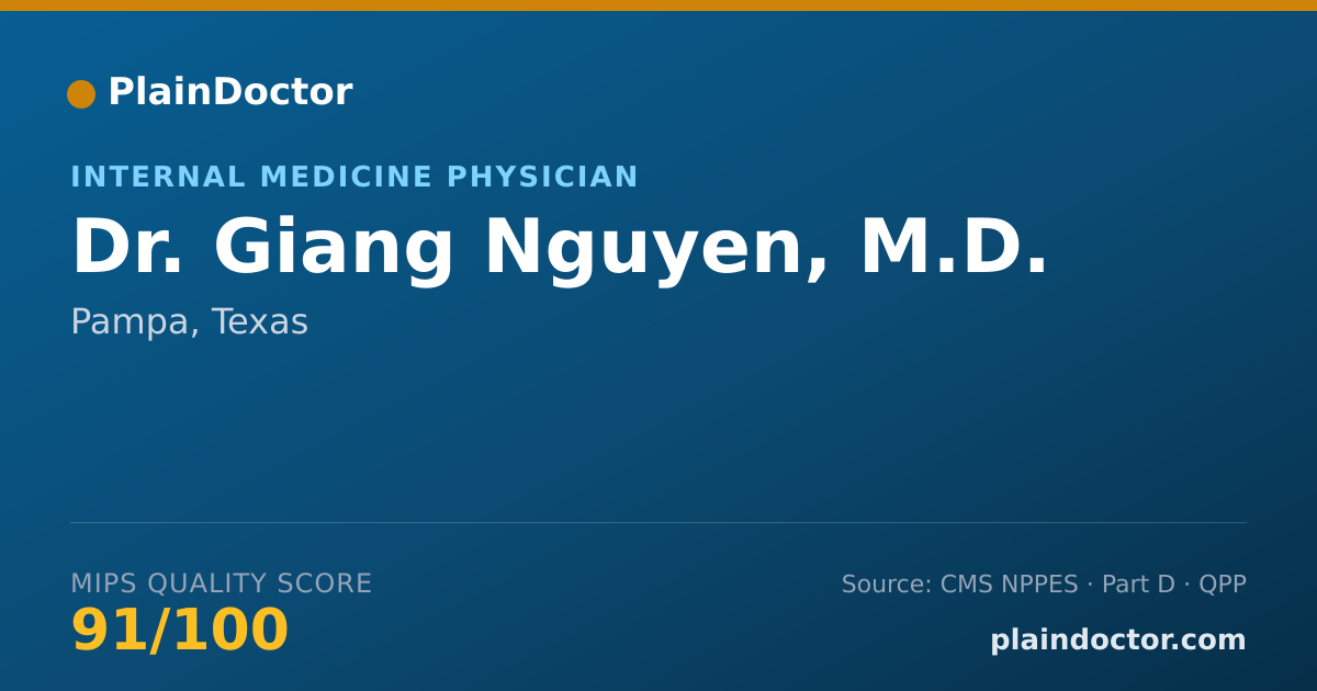 Shareable card for Giang Nguyen, M.D. - Internal Medicine Physician, Pampa, TX