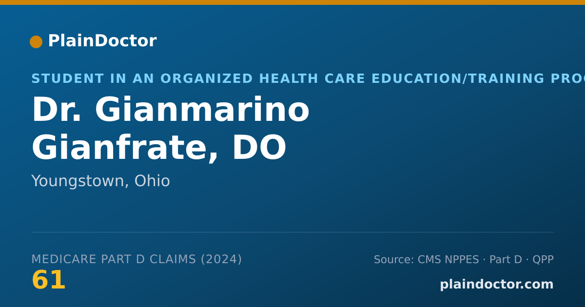 Shareable card for Gianmarino Gianfrate, DO - Student in an Organized Health Care Education/Training Program, Youngstown, OH