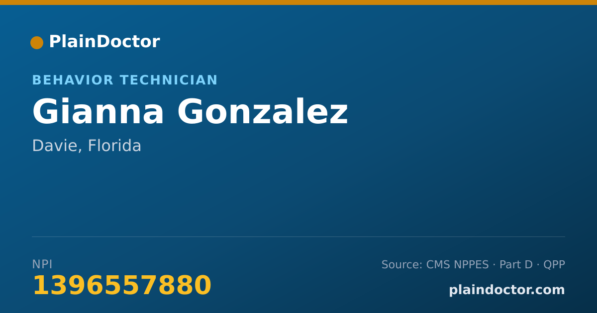 Shareable card for Gianna Gonzalez - Behavior Technician, Davie, FL