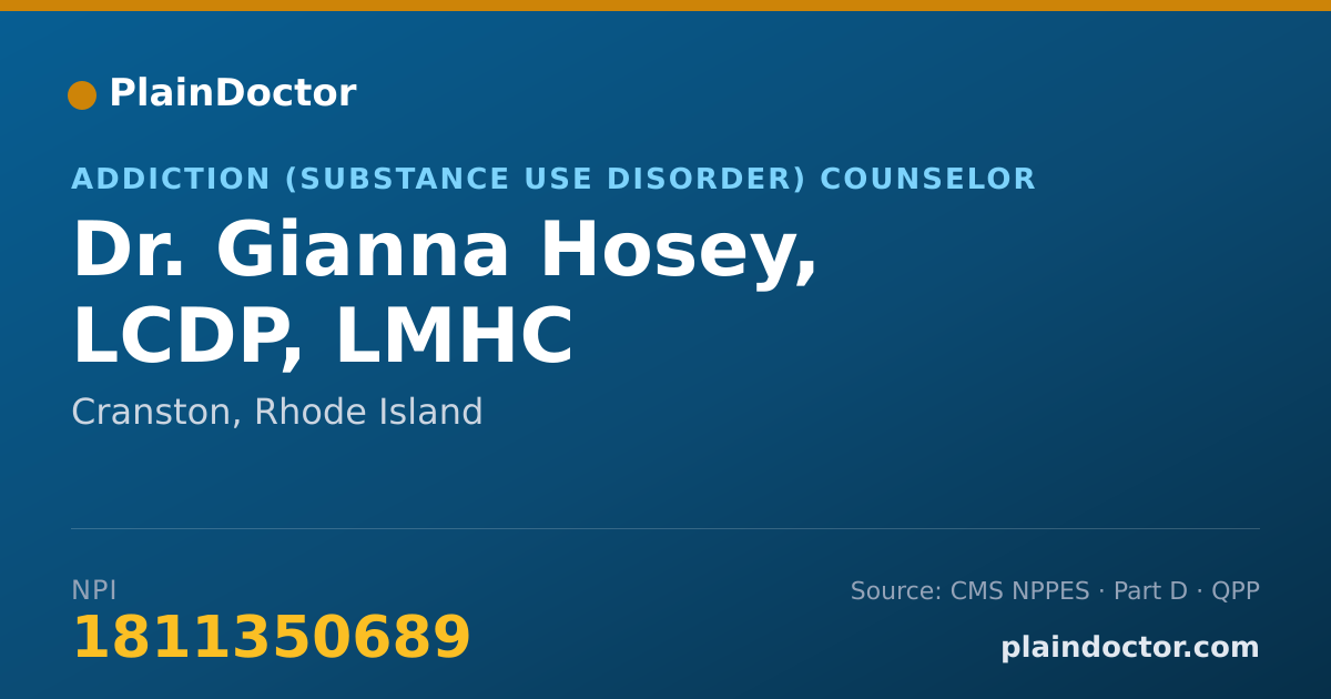 Shareable card for Gianna Hosey, LCDP, LMHC - Addiction (Substance Use Disorder) Counselor, Cranston, RI
