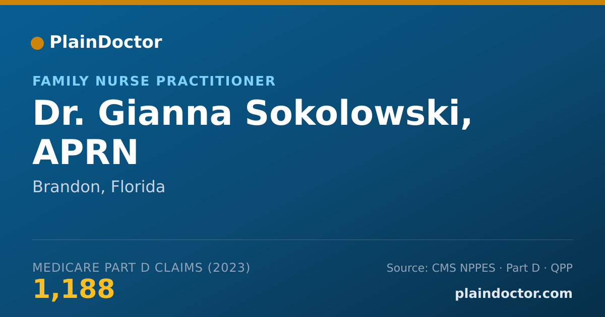 Shareable card for Gianna Sokolowski, APRN - Family Nurse Practitioner, Brandon, FL
