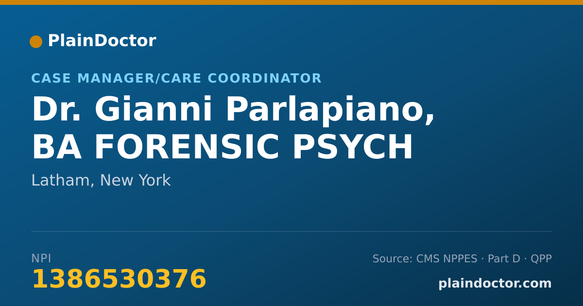Shareable card for Gianni Parlapiano, BA FORENSIC PSYCH - Case Manager/Care Coordinator, Latham, NY
