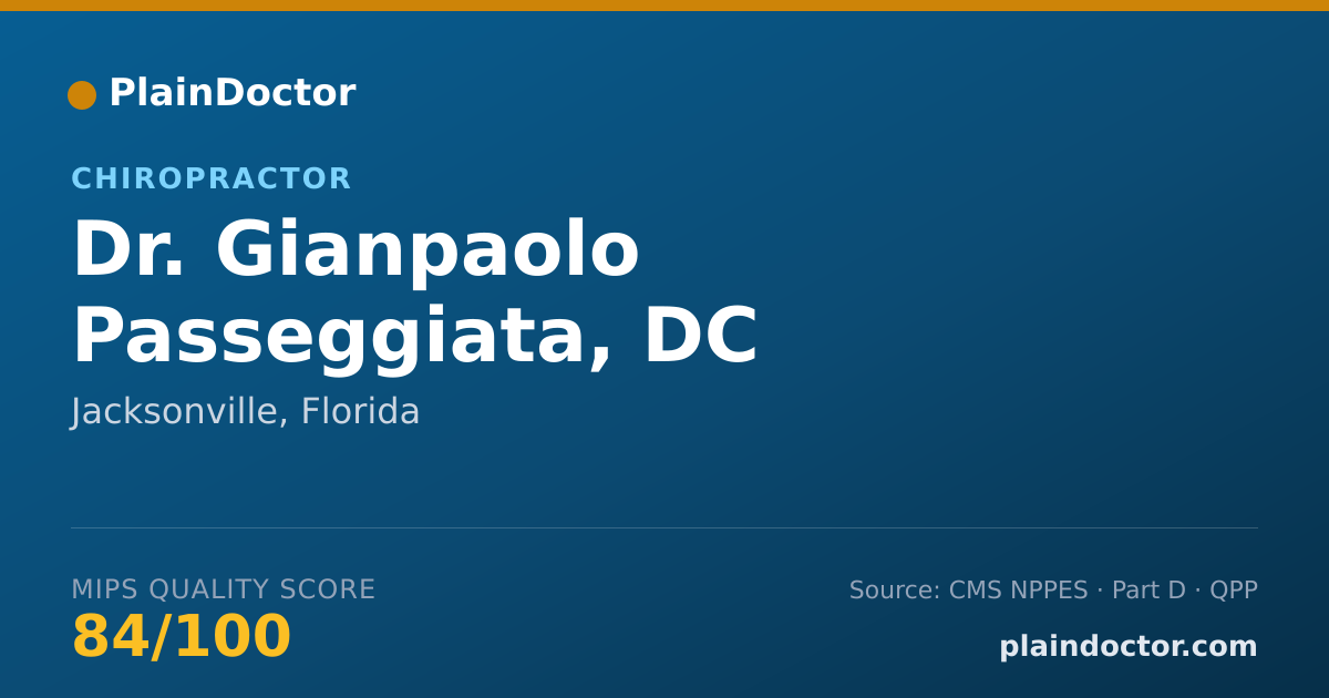 Shareable card for Gianpaolo Passeggiata, DC - Chiropractor, Jacksonville, FL