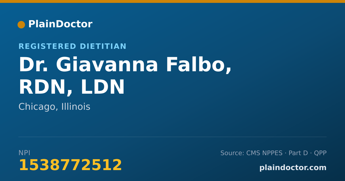 Shareable card for Giavanna Falbo, RDN, LDN - Registered Dietitian, Chicago, IL