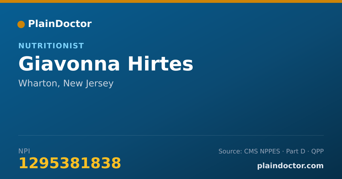 Shareable card for Giavonna Hirtes - Nutritionist, Wharton, NJ