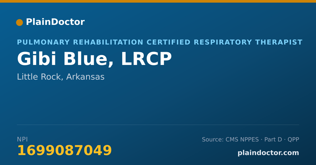 Shareable card for Gibi Blue, LRCP - Pulmonary Rehabilitation Certified Respiratory Therapist, Little Rock, AR