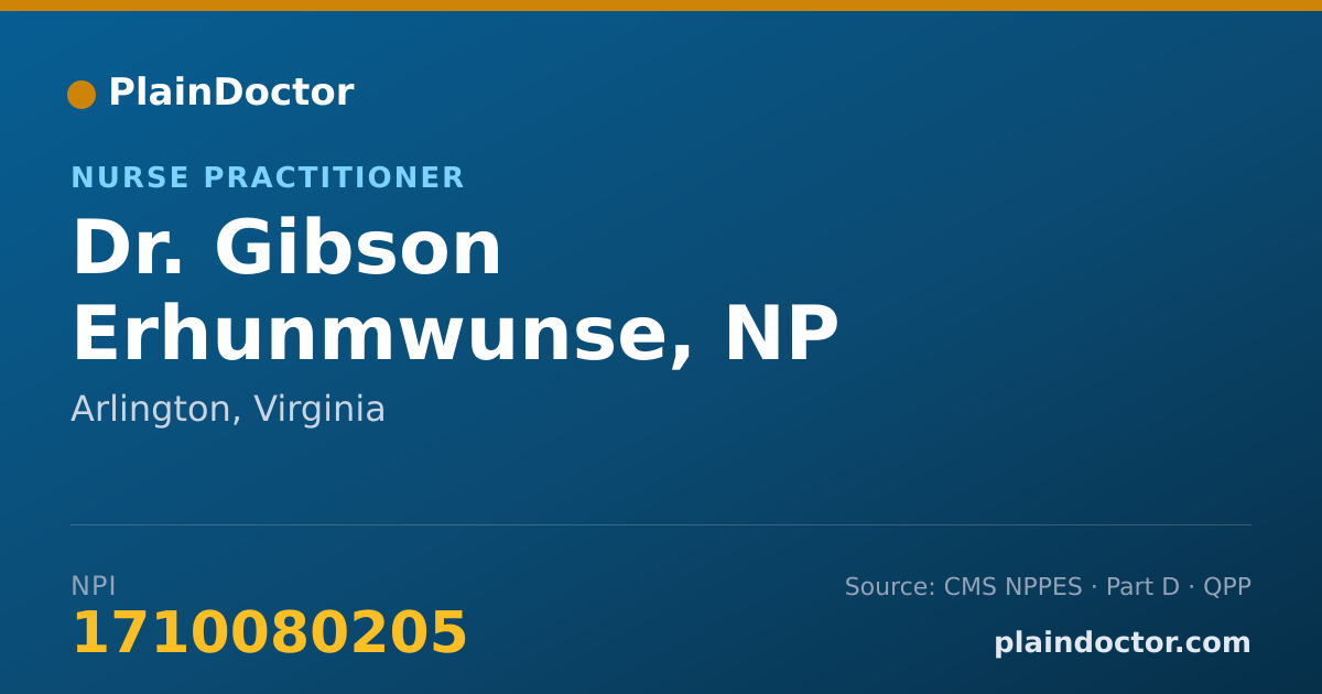 Shareable card for Gibson Erhunmwunse, NP - Nurse Practitioner, Arlington, VA