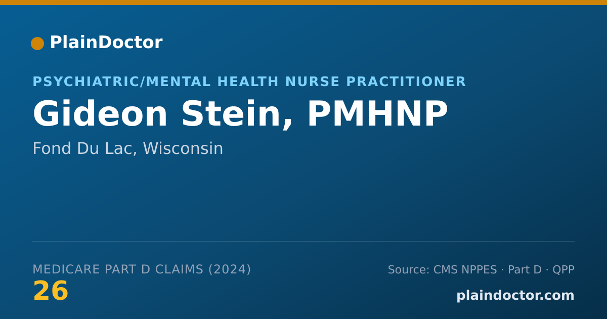 Shareable card for Gideon Stein, PMHNP - Psychiatric/Mental Health Nurse Practitioner, Fond Du Lac, WI