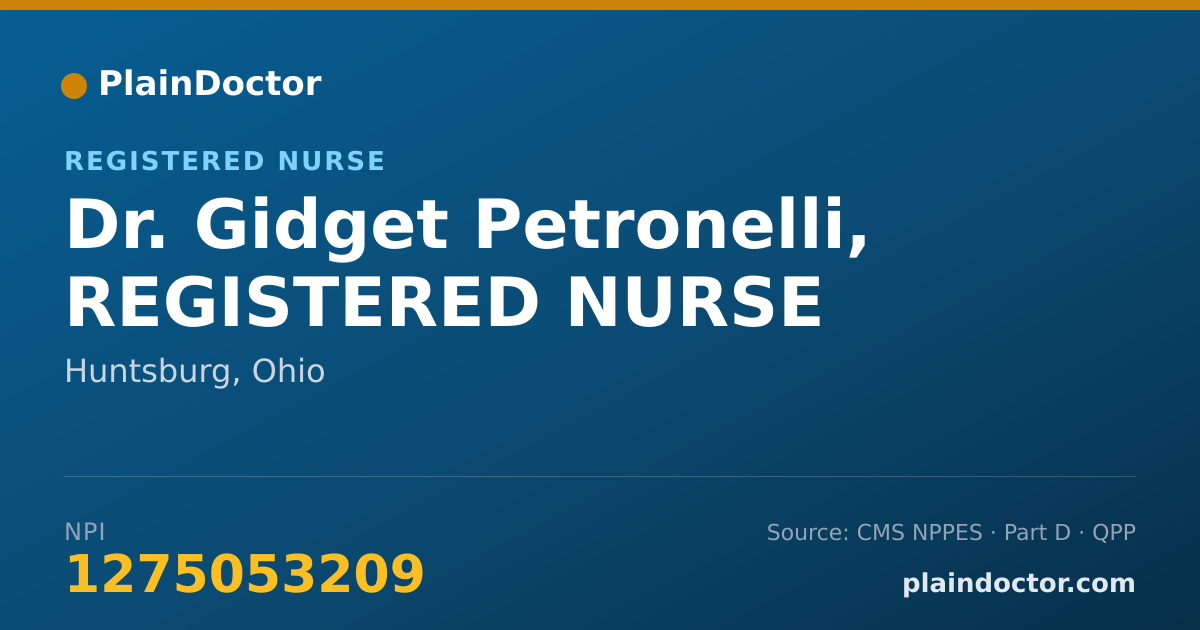 Shareable card for Gidget Petronelli, REGISTERED NURSE - Registered Nurse, Huntsburg, OH