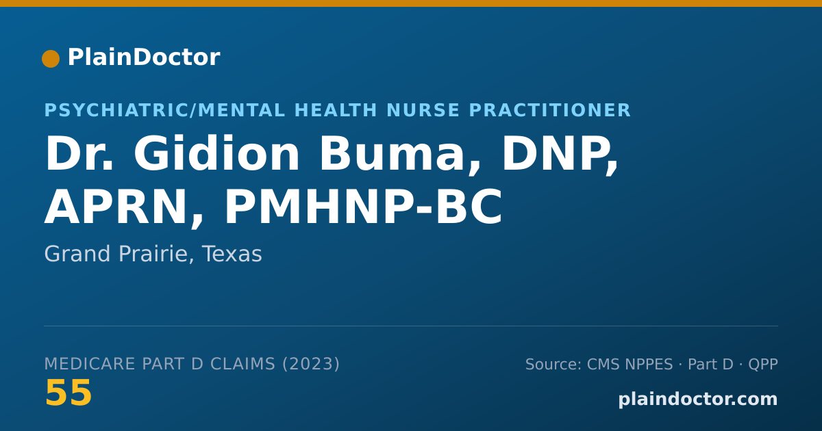 Shareable card for Gidion Buma, DNP, APRN, PMHNP-BC - Psychiatric/Mental Health Nurse Practitioner, Grand Prairie, TX