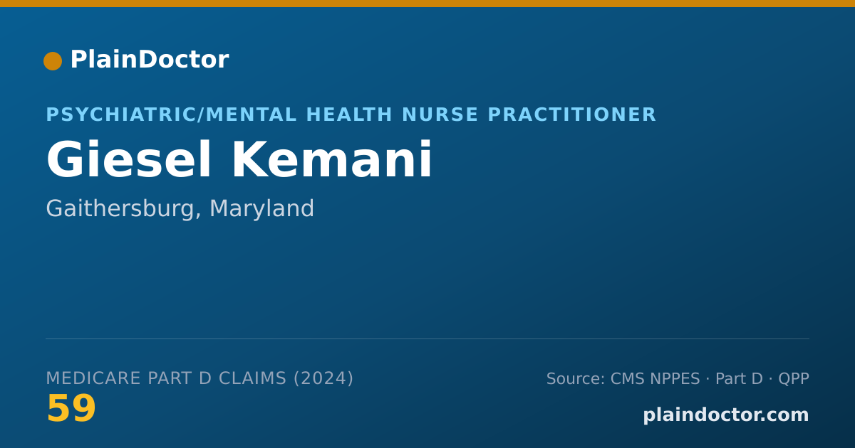 Shareable card for Giesel Kemani - Psychiatric/Mental Health Nurse Practitioner, Gaithersburg, MD
