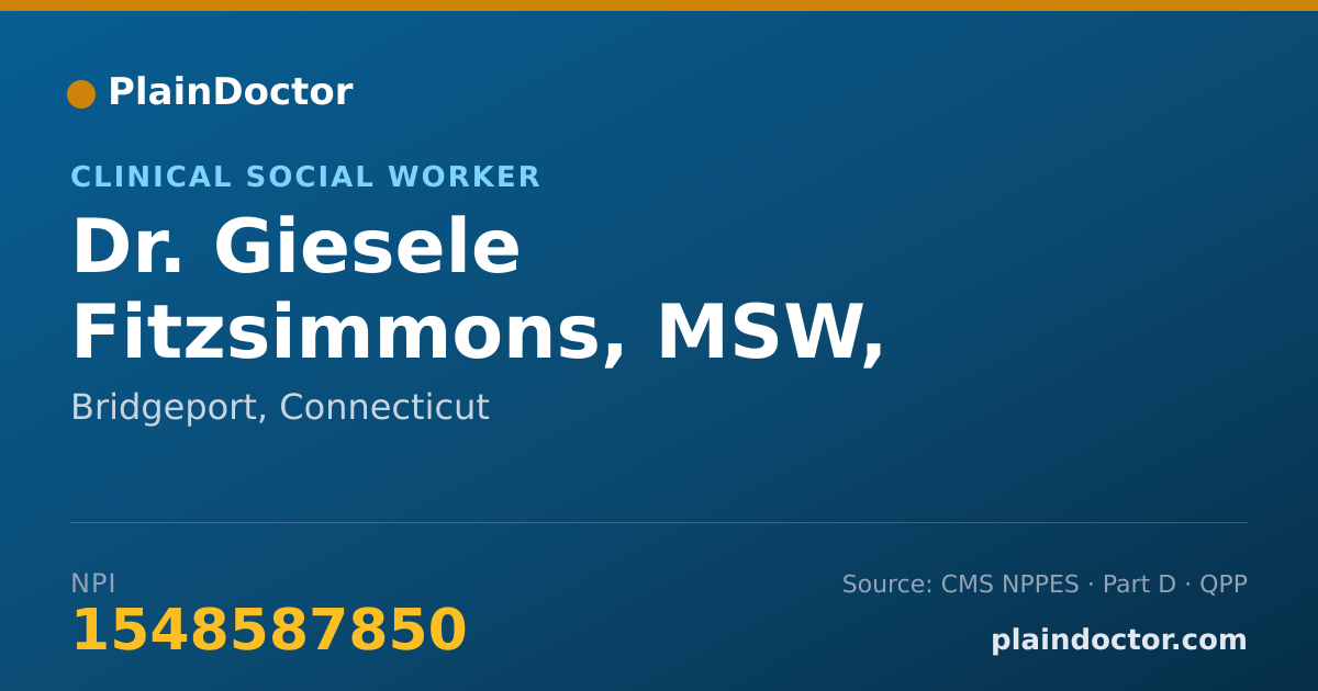 Shareable card for Giesele Fitzsimmons, MSW, LICSW, LCSW - Clinical Social Worker, Bridgeport, CT