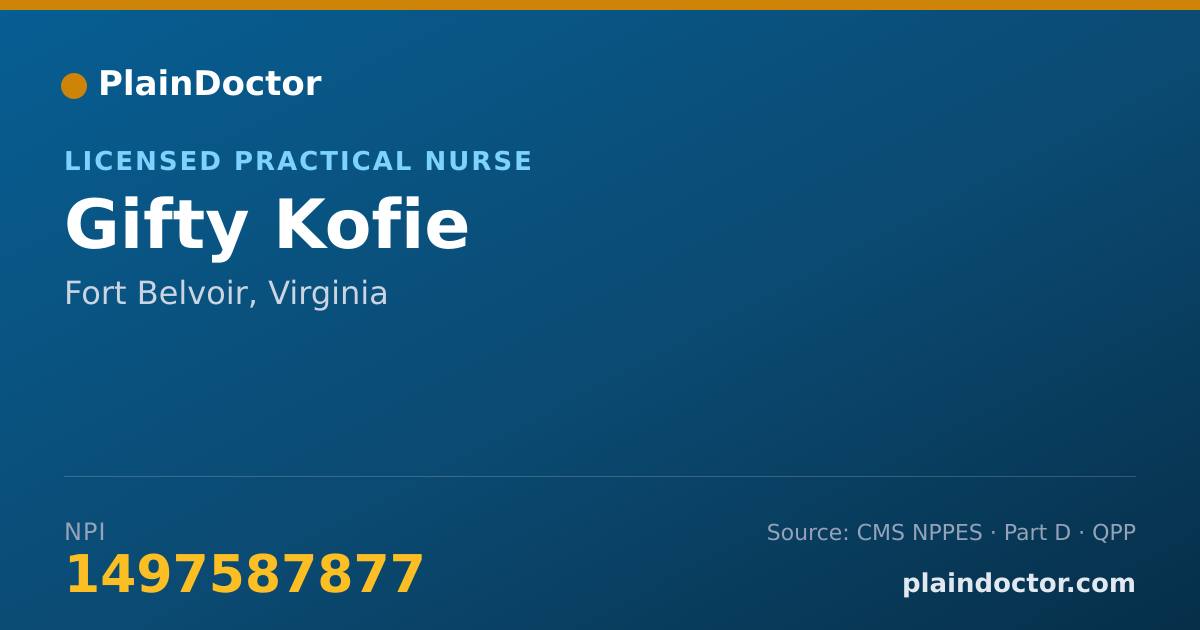 Shareable card for Gifty Kofie - Licensed Practical Nurse, Fort Belvoir, VA