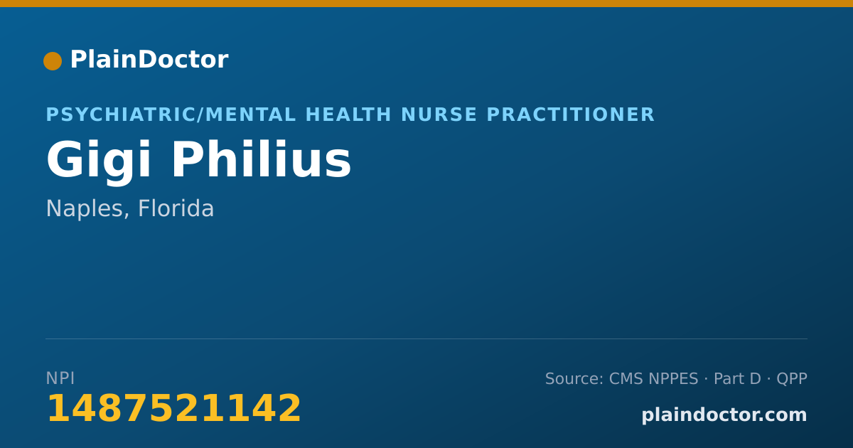 Shareable card for Gigi Philius - Psychiatric/Mental Health Nurse Practitioner, Naples, FL
