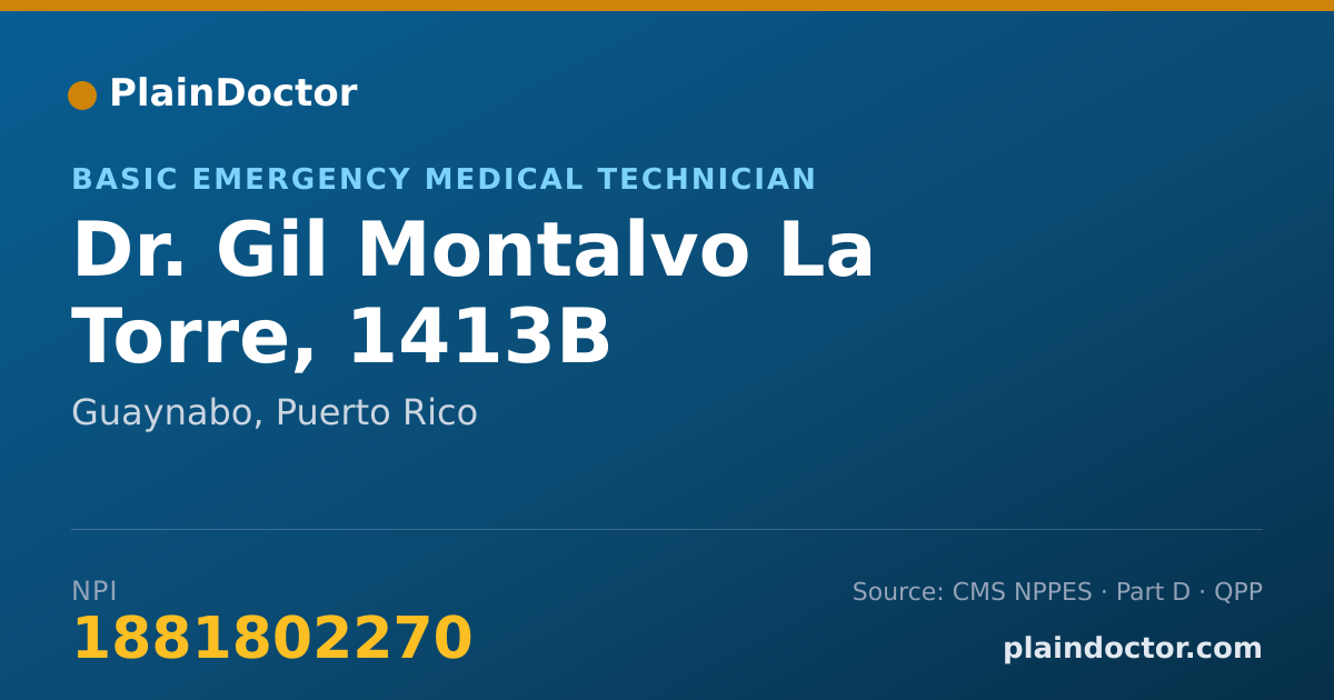 Shareable card for Gil Montalvo La Torre, 1413B - Basic Emergency Medical Technician, Guaynabo, PR
