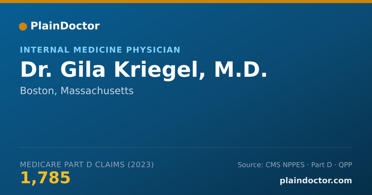 Shareable card for Gila Kriegel, M.D. - Internal Medicine Physician, Boston, MA