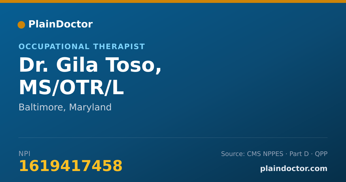 Shareable card for Gila Toso, MS/OTR/L - Occupational Therapist, Baltimore, MD