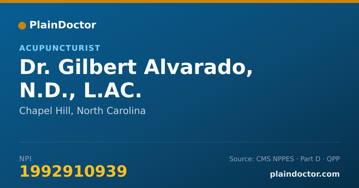 Shareable card for Gilbert Alvarado, N.D., L.AC. - Acupuncturist, Chapel Hill, NC