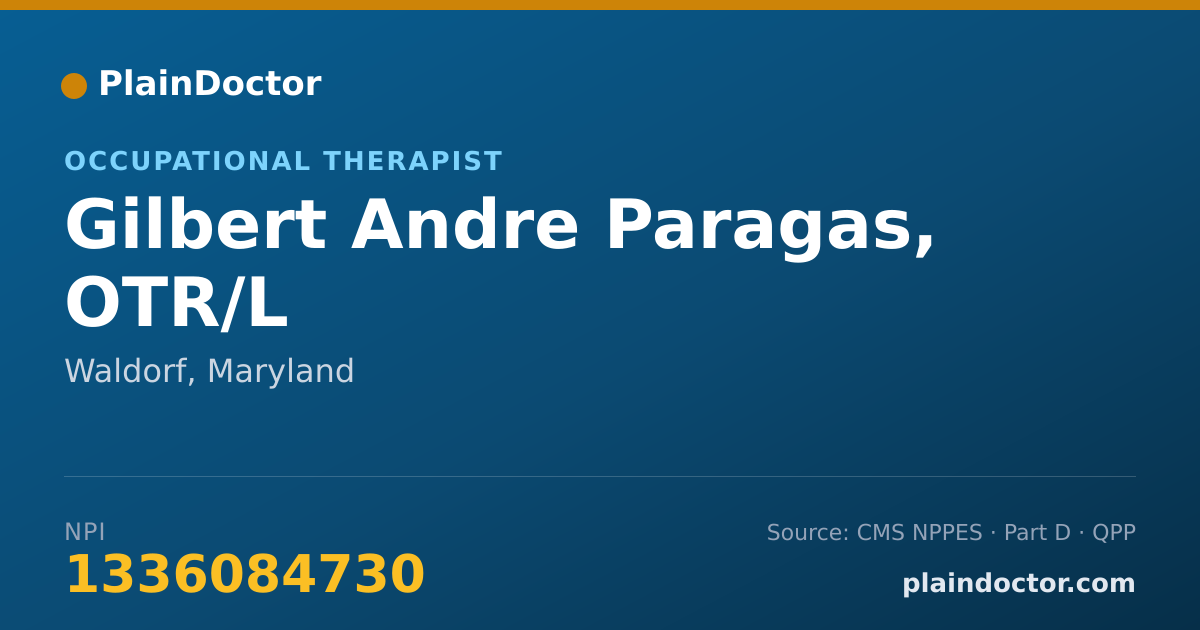 Shareable card for Gilbert Andre Paragas, OTR/L - Occupational Therapist, Waldorf, MD