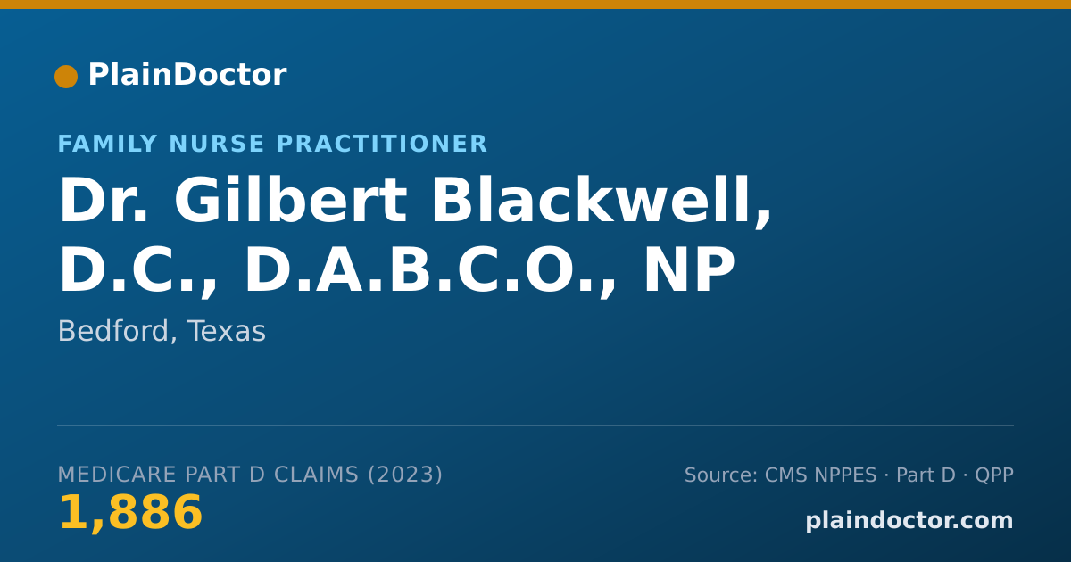 Shareable card for Gilbert Blackwell, D.C., D.A.B.C.O., NP - Family Nurse Practitioner, Bedford, TX