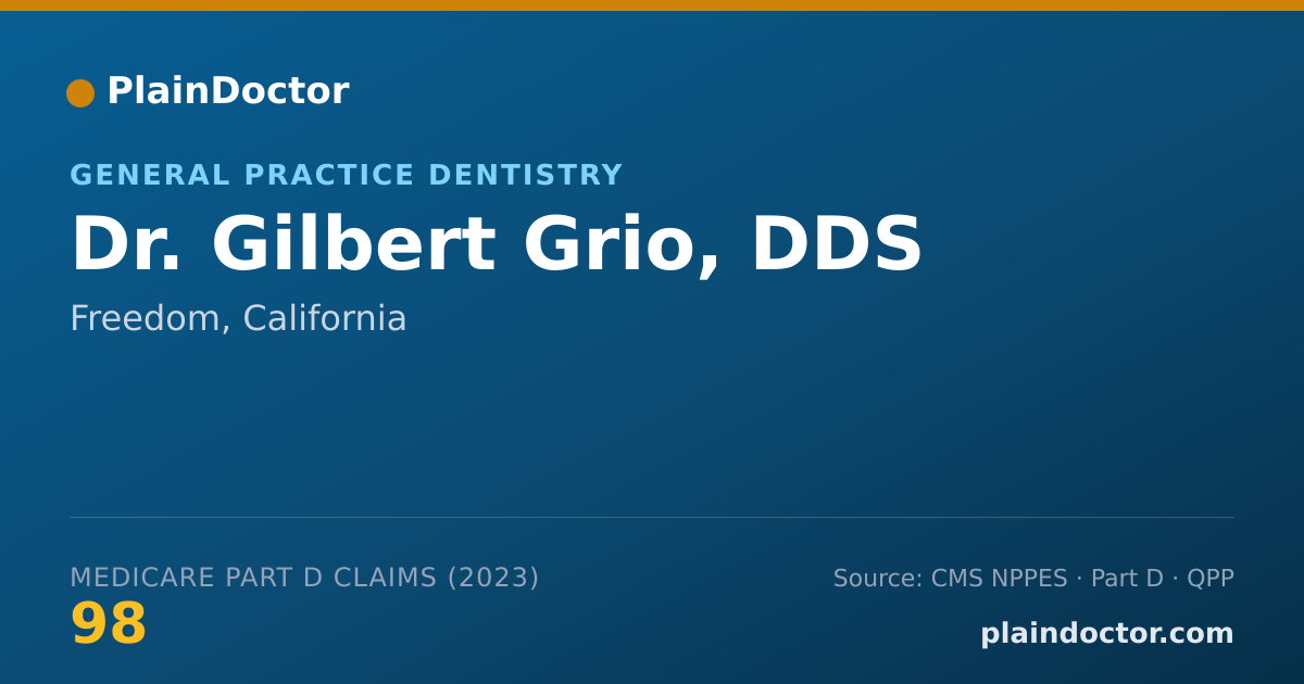 Shareable card for Gilbert Grio, DDS - General Practice Dentistry, Freedom, CA