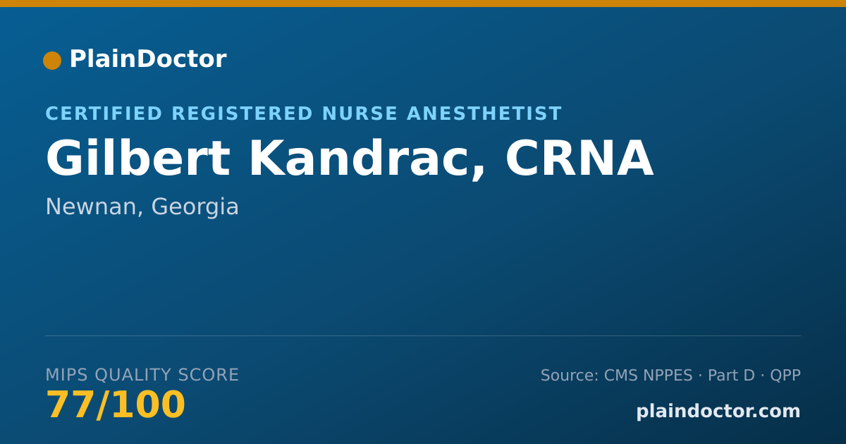 Shareable card for Gilbert Kandrac, CRNA - Certified Registered Nurse Anesthetist, Newnan, GA