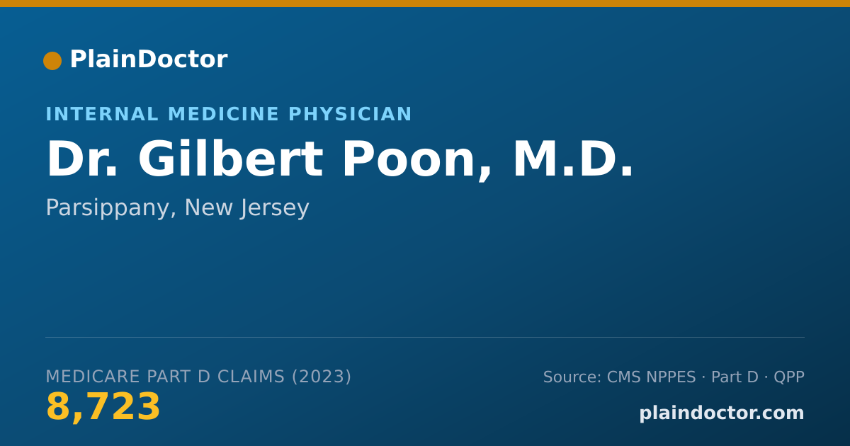 Shareable card for Gilbert Poon, M.D. - Internal Medicine Physician, Parsippany, NJ