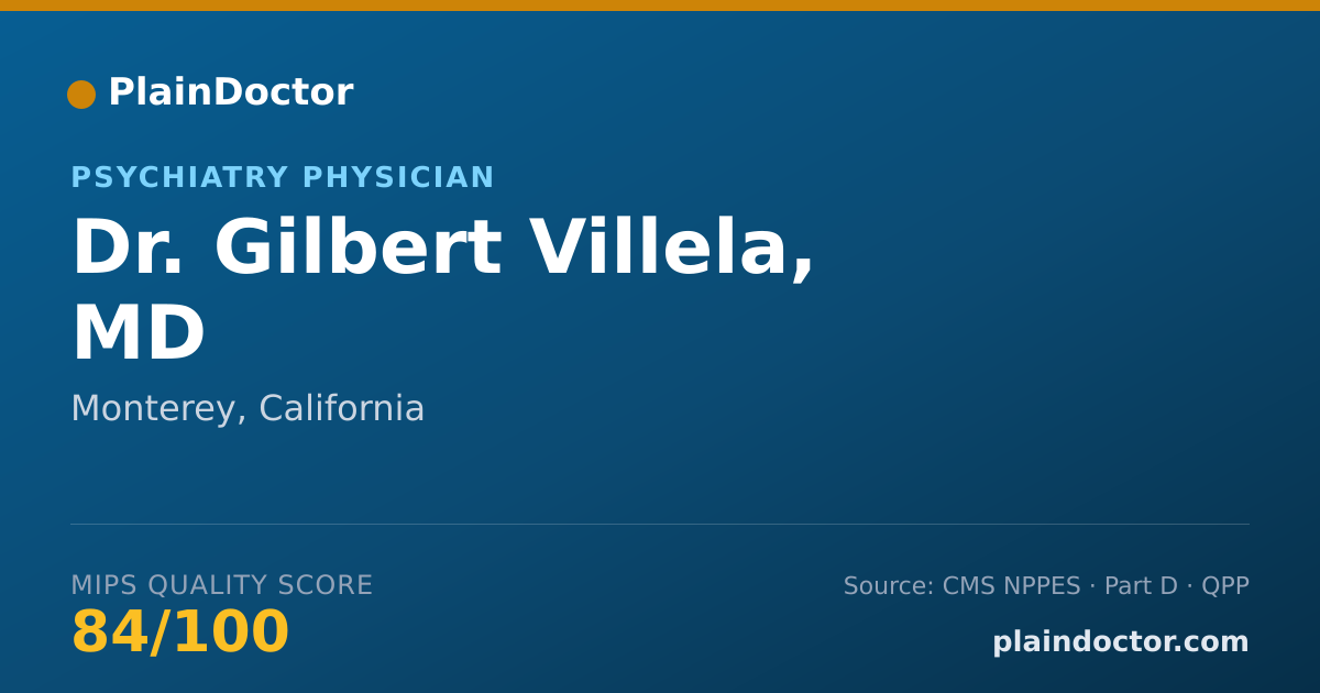 Shareable card for Gilbert Villela, MD - Psychiatry Physician, Monterey, CA