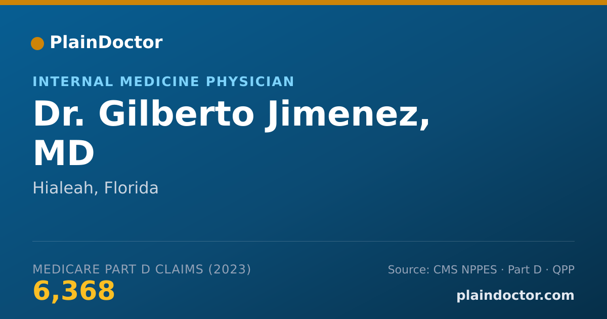 Shareable card for Gilberto Jimenez, MD - Internal Medicine Physician, Hialeah, FL