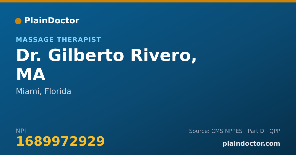 Shareable card for Gilberto Rivero, MA - Massage Therapist, Miami, FL
