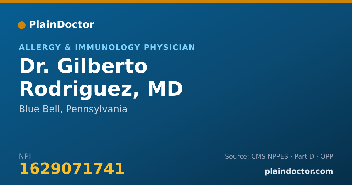 Shareable card for Gilberto Rodriguez, MD - Allergy & Immunology Physician, Blue Bell, PA