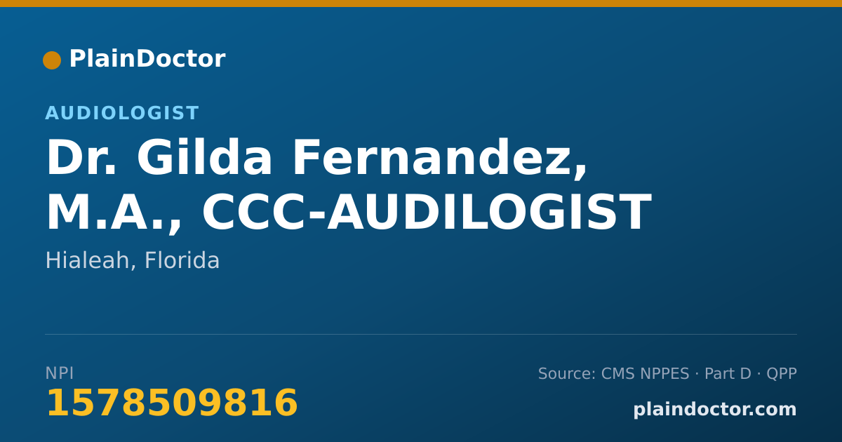 Shareable card for Gilda Fernandez, M.A., CCC-AUDILOGIST - Audiologist, Hialeah, FL