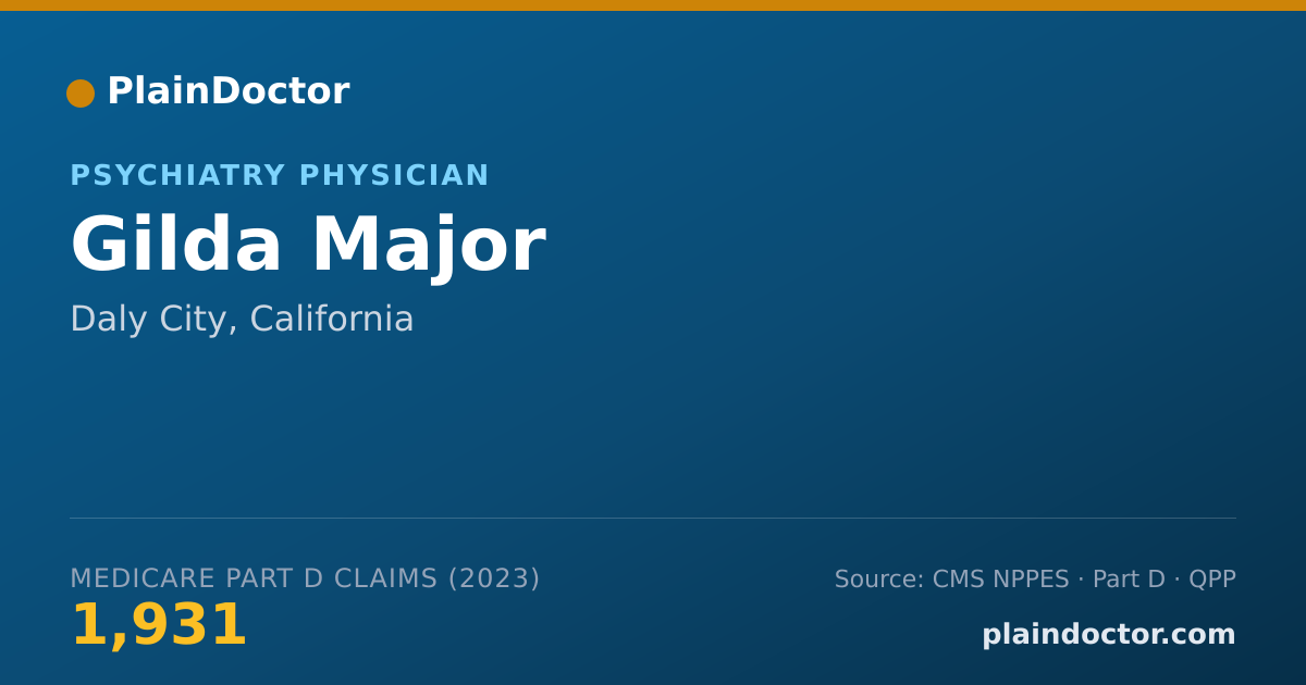 Shareable card for Gilda Major - Psychiatry Physician, Daly City, CA