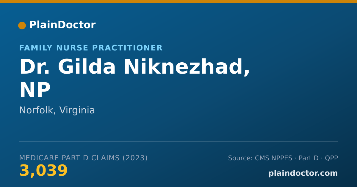 Shareable card for Gilda Niknezhad, NP - Family Nurse Practitioner, Norfolk, VA